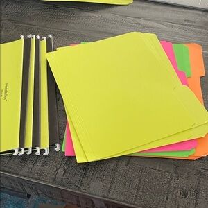 Multicolor Hanging File Folders, 6 letter size hanging & 12 file folders New